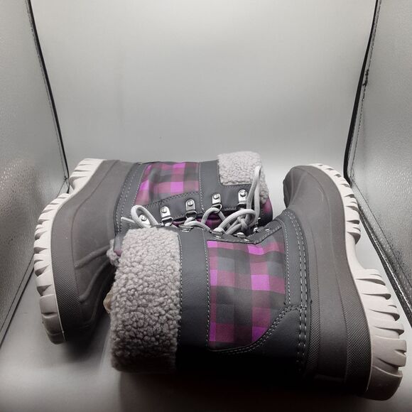 Storm By Cougar Carlisle Carlisle Boots Women's 8M Grey/Pink Plaid Lace-up 2 - Picture 4 of 9